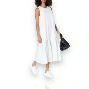 Small The Drop Women's Ilana Loose Sleeveless Wide-Hem Poplin Maxi Dress